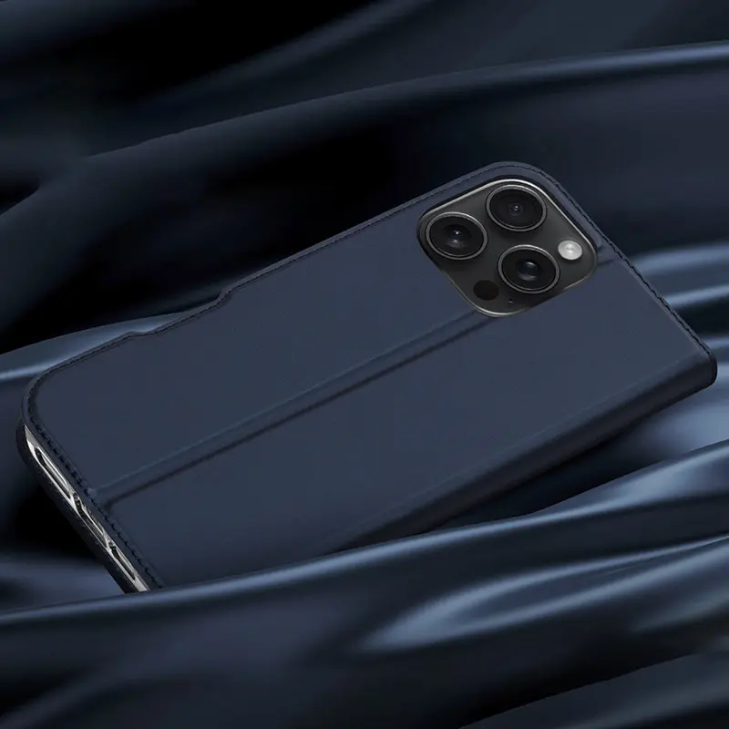 Чехол-книжка Dux Ducis с карманом для визиток для Apple iPhone 16 Pro (6.3"), Синий 4, Искусственная кожа, купить оптом с доставкой