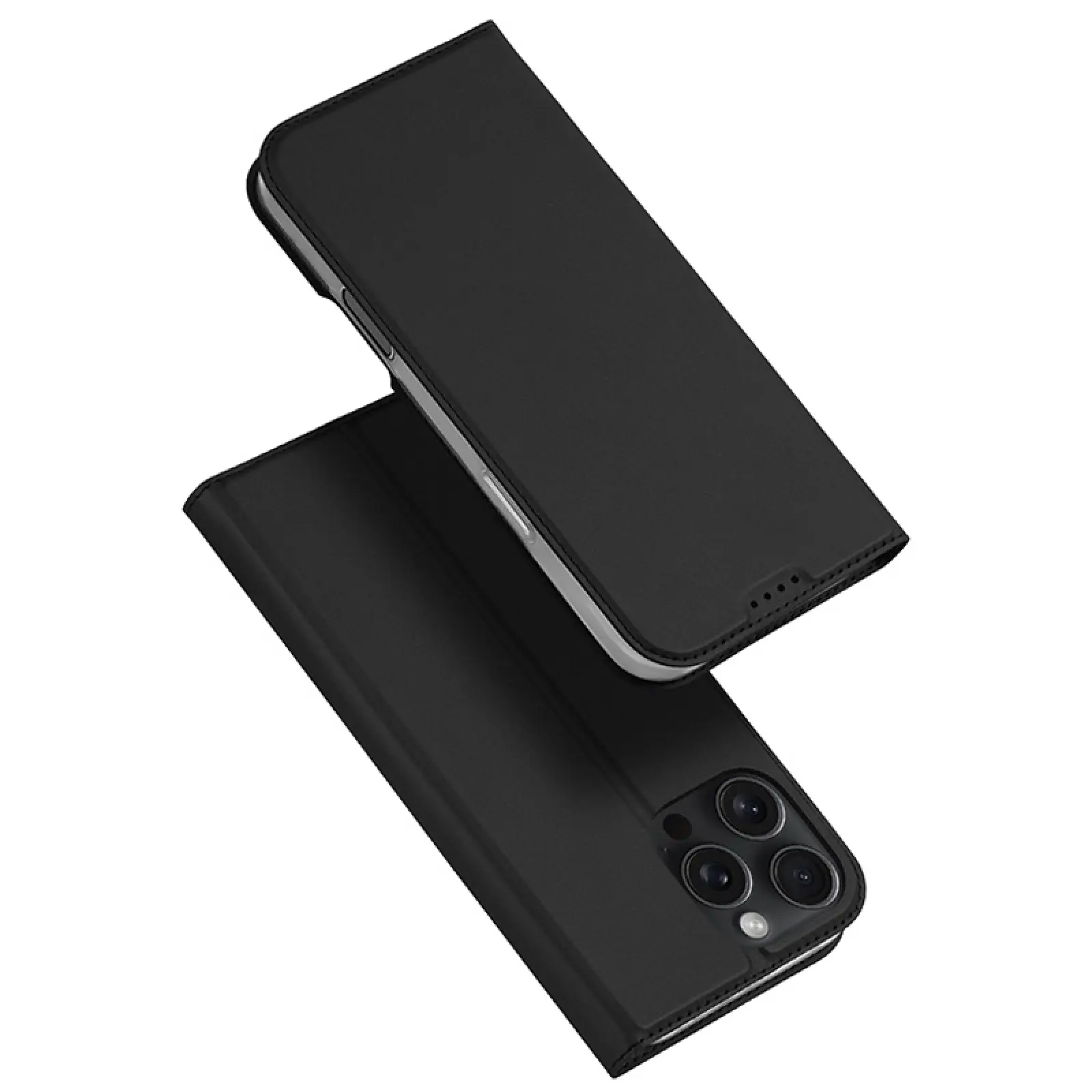 Чехол-книжка Dux Ducis с карманом для визиток для Apple iPhone 16 Pro (6.3"), Черный, Искусственная кожа, купить оптом с доставкой