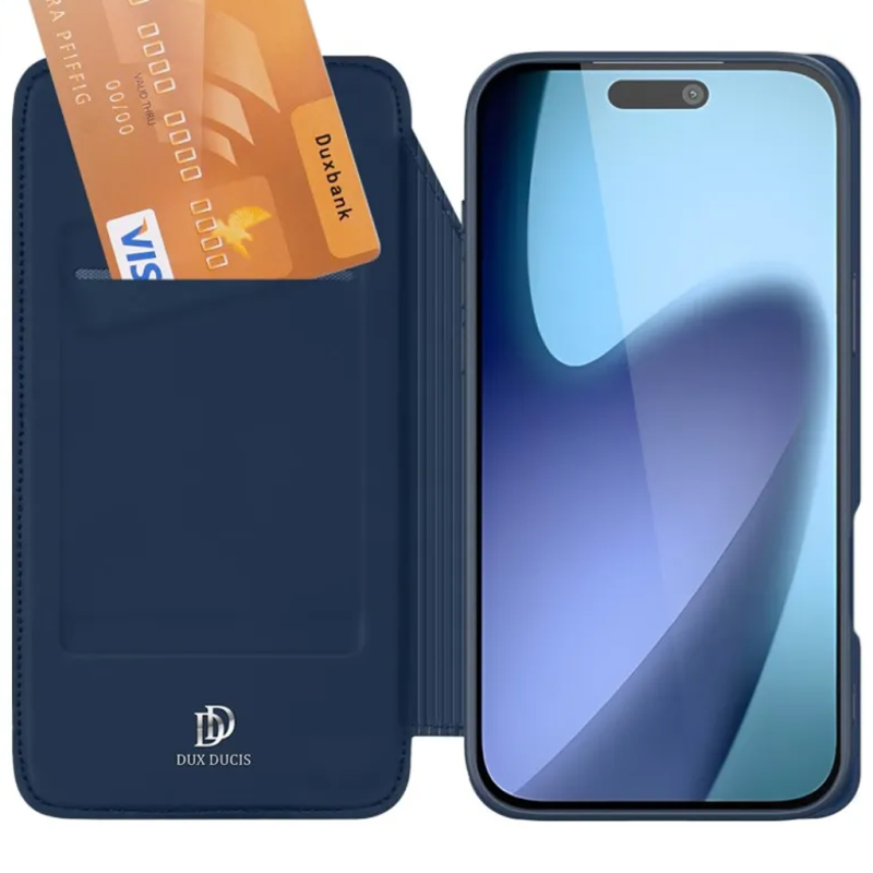 Чехол-книжка Dux Ducis с карманом для визиток для Apple iPhone 18 Pro Max / 17 Pro Max (6.9"), Синий 2, Искусственная кожа, купить оптом с доставкой