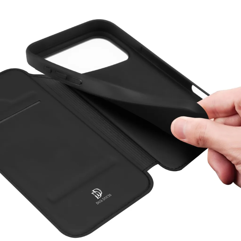 Чехол-книжка Dux Ducis с карманом для визиток для Apple iPhone 18 Pro Max / 17 Pro Max (6.9"), Черный 3, Искусственная кожа, купить оптом с доставкой