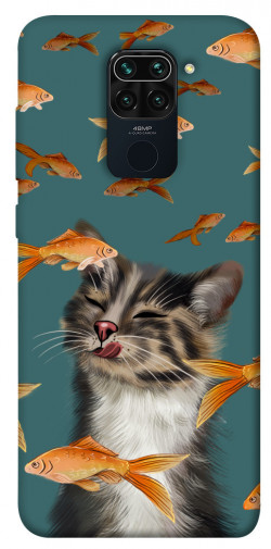 Чехол itsPrint Cat with fish для Xiaomi Redmi Note 9 / Redmi 10X