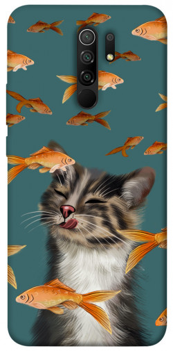 Чехол itsPrint Cat with fish для Xiaomi Redmi 9