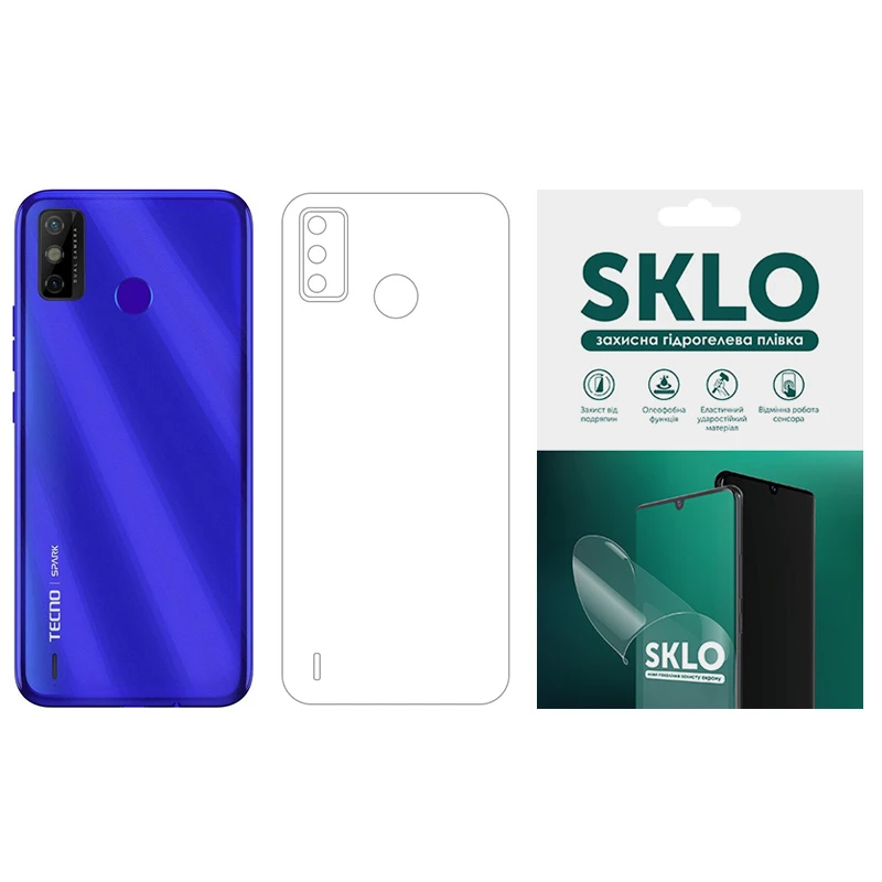 Защитная гидрогелевая пленка SKLO (тыл) для TECNO Spark 30C, Прозрачный, Бронированная пленка, купить оптом с доставкой