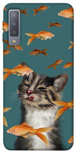 Чехол itsPrint Cat with fish для Samsung A750 Galaxy A7 (2018)
