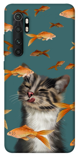 Чехол itsPrint Cat with fish для Xiaomi Mi Note 10 Lite