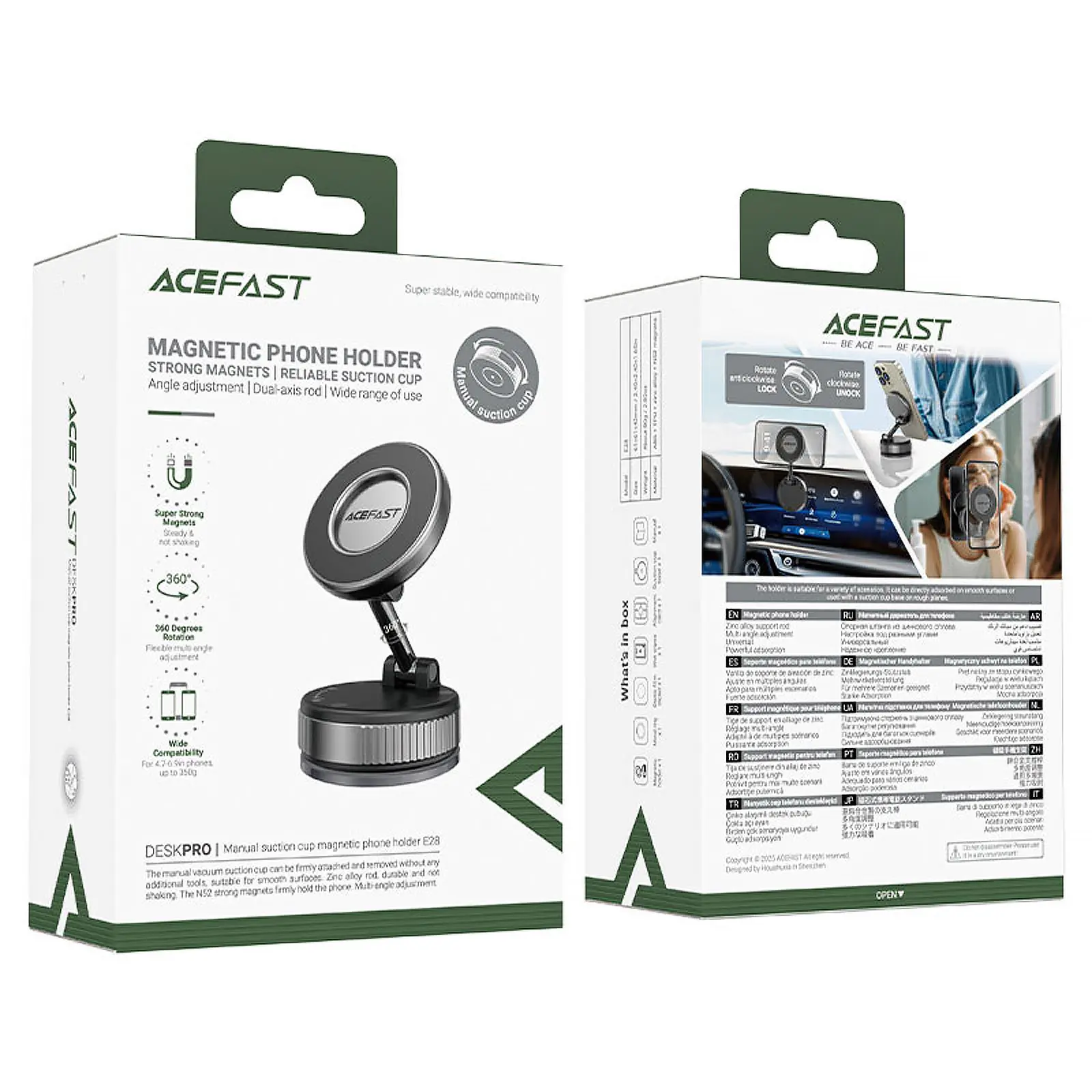 Магнитный держатель для телефона Acefast E28 Auto Fix 360°, Metal gray 5, купить оптом с доставкой