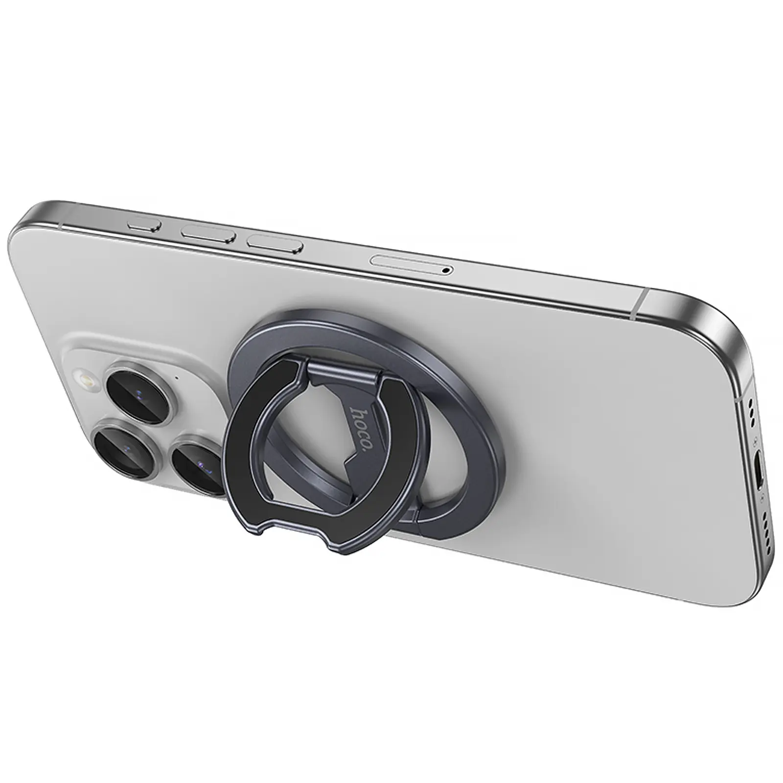 Магнітний тримач для телефону Hoco GH9 Double-ring, Metal gray 4, купити оптом з доставкою