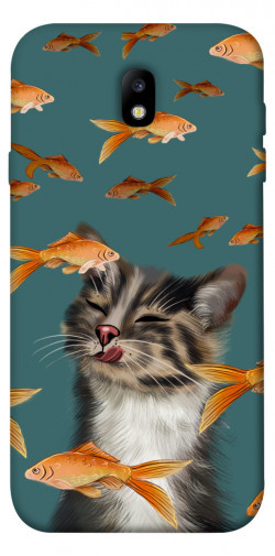 Чехол itsPrint Cat with fish для Samsung J730 Galaxy J7 (2017)