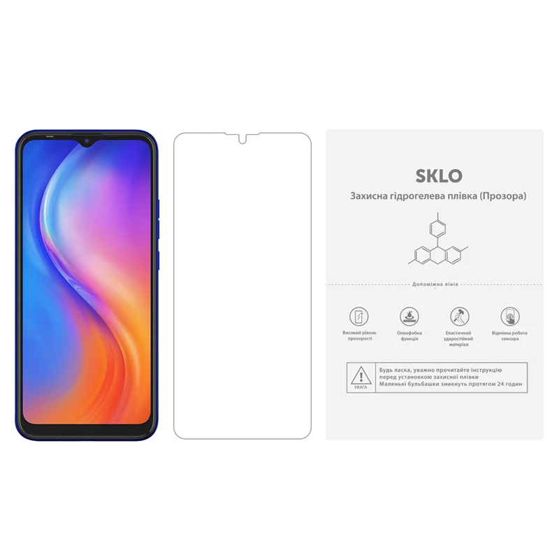 Защитная гидрогелевая пленка SKLO (экран) (тех.пак) для TECNO Spark 20, Прозрачный, Бронированная пленка, купить оптом с доставкой