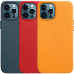 Уценка Кожаный чехол Leather Case (AAA) with MagSafe and Animation для Apple iPhone 12 Pro/12 (6.1")