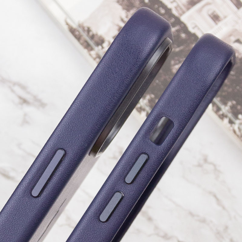 Кожаный чехол Leather Case (AAA) with MagSafe and Animation для Apple iPhone 14 (6.1) на картинке №4