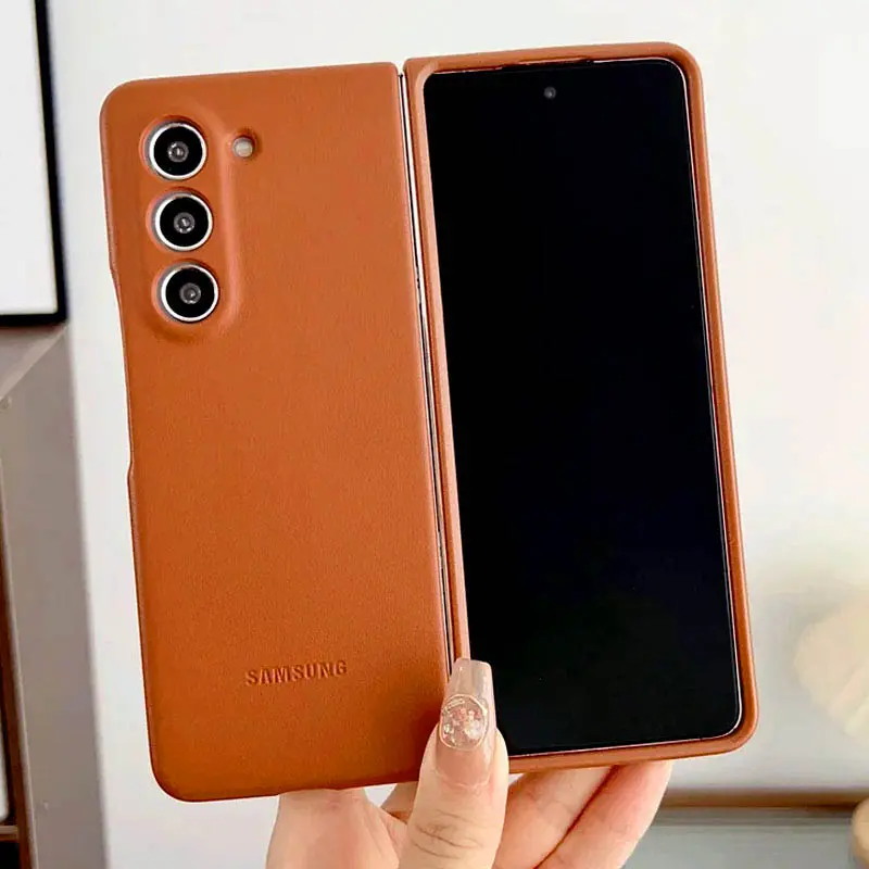 Кожаный чехол Leather Case (AAA) для Samsung Galaxy Z Fold5, Brown 5, Искусственная кожа, купить оптом с доставкой