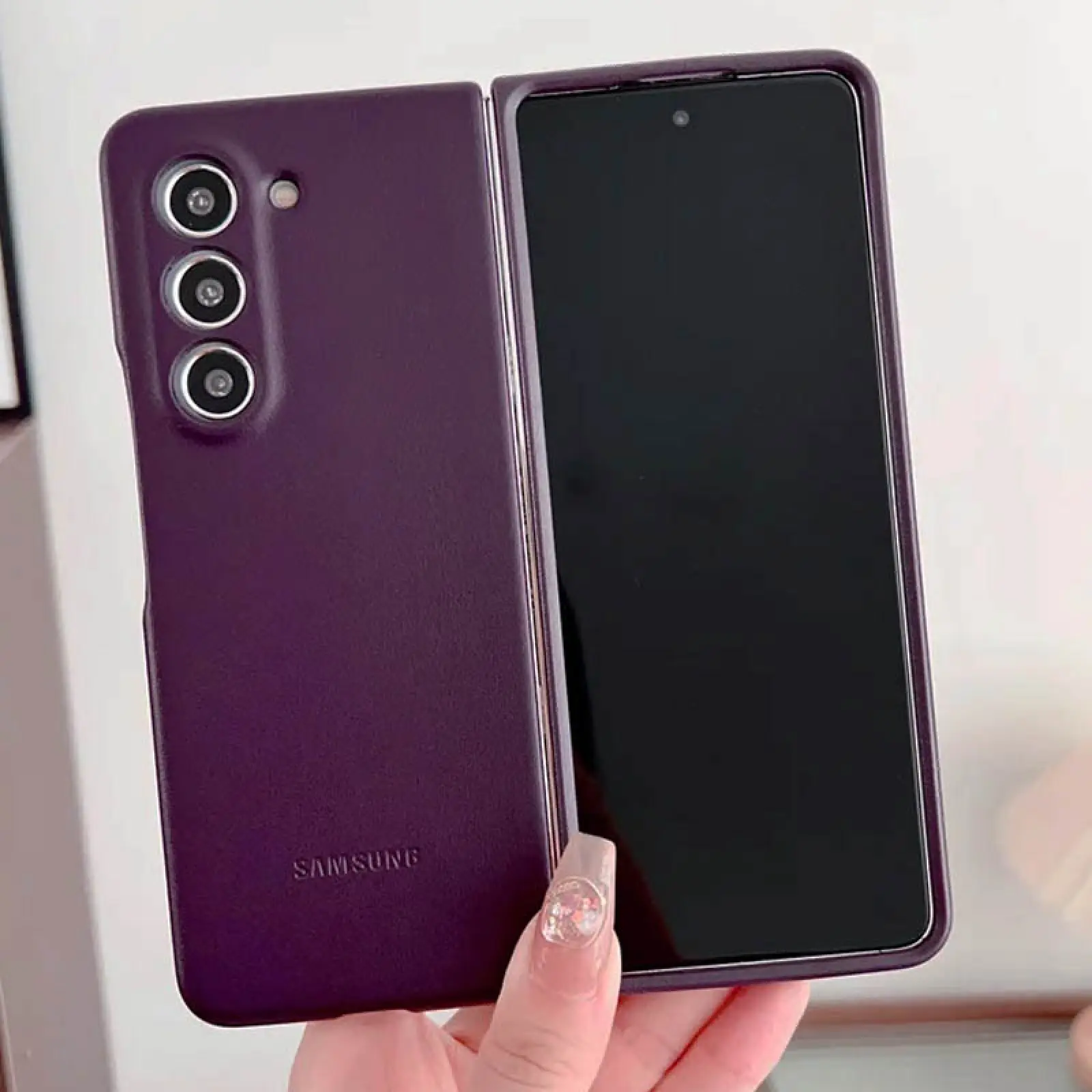 Кожаный чехол Leather Case (AAA) для Samsung Galaxy Z Fold5, Purple 5, Искусственная кожа, купить оптом с доставкой
