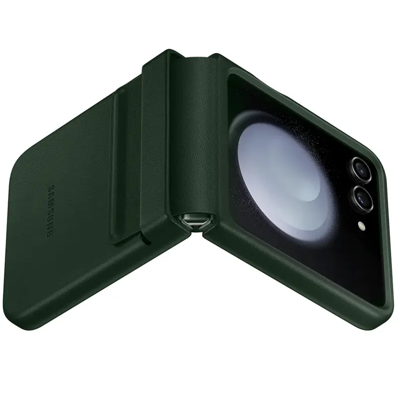 Кожаный чехол Leather Case (AAA) для Samsung Galaxy Z Flip5, Green 2, Искусственная кожа, купить оптом с доставкой