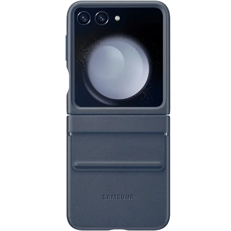 Кожаный чехол Leather Case (AAA) для Samsung Galaxy Z Flip5, Blue, Искусственная кожа, купить оптом с доставкой