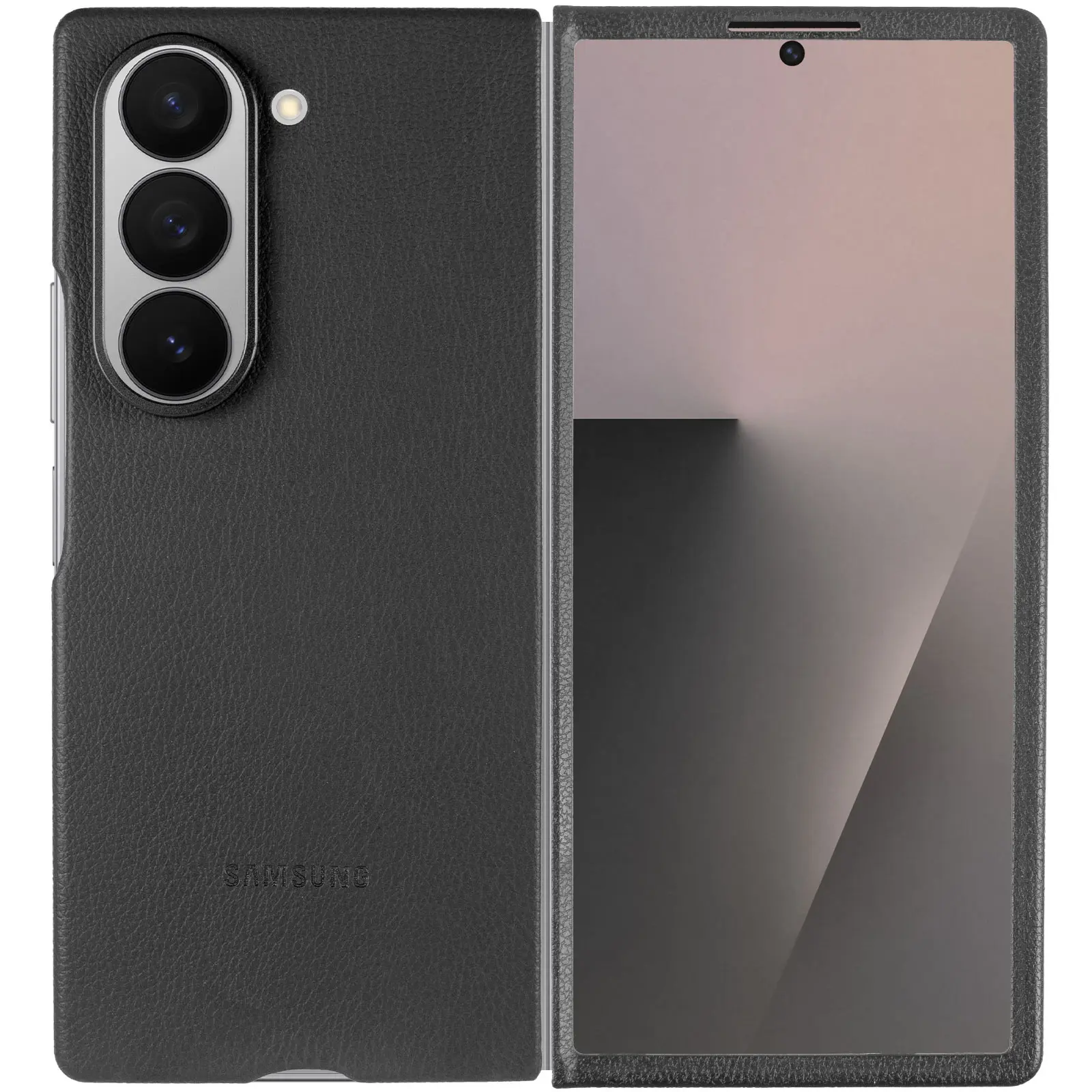 Шкіряний чохол Leather Case (AAA) для Samsung Galaxy Z Fold6, Black 3, Штучна шкіра, купити оптом з доставкою