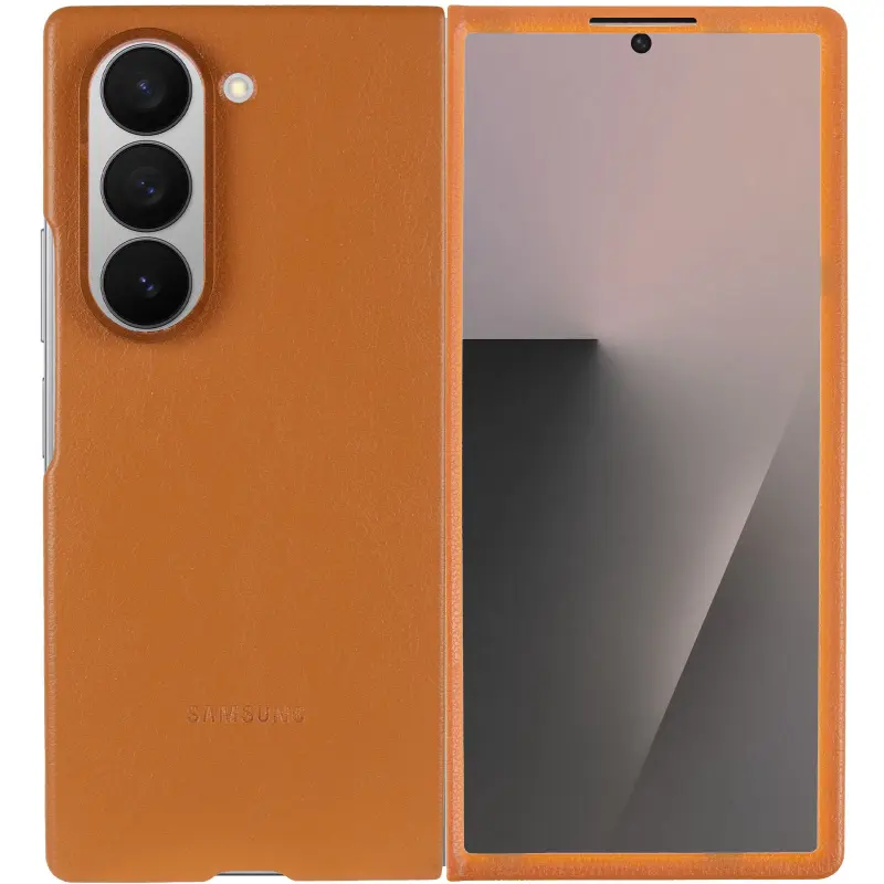 Шкіряний чохол Leather Case (AAA) для Samsung Galaxy Z Fold6, Tan 1, Штучна шкіра, купити оптом з доставкою