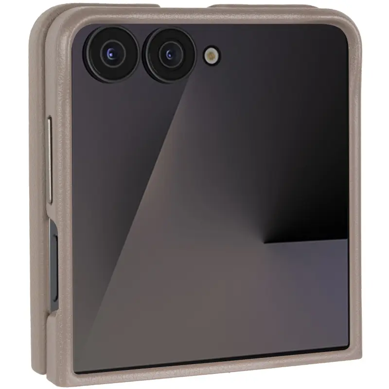Шкіряний чохол Leather Case (AAA) для Samsung Galaxy Z Flip6, Gray, Штучна шкіра, купити оптом з доставкою