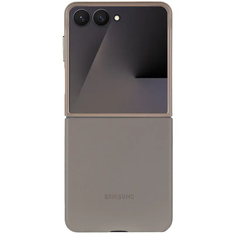 Шкіряний чохол Leather Case (AAA) для Samsung Galaxy Z Flip6, Gray 2, Штучна шкіра, купити оптом з доставкою