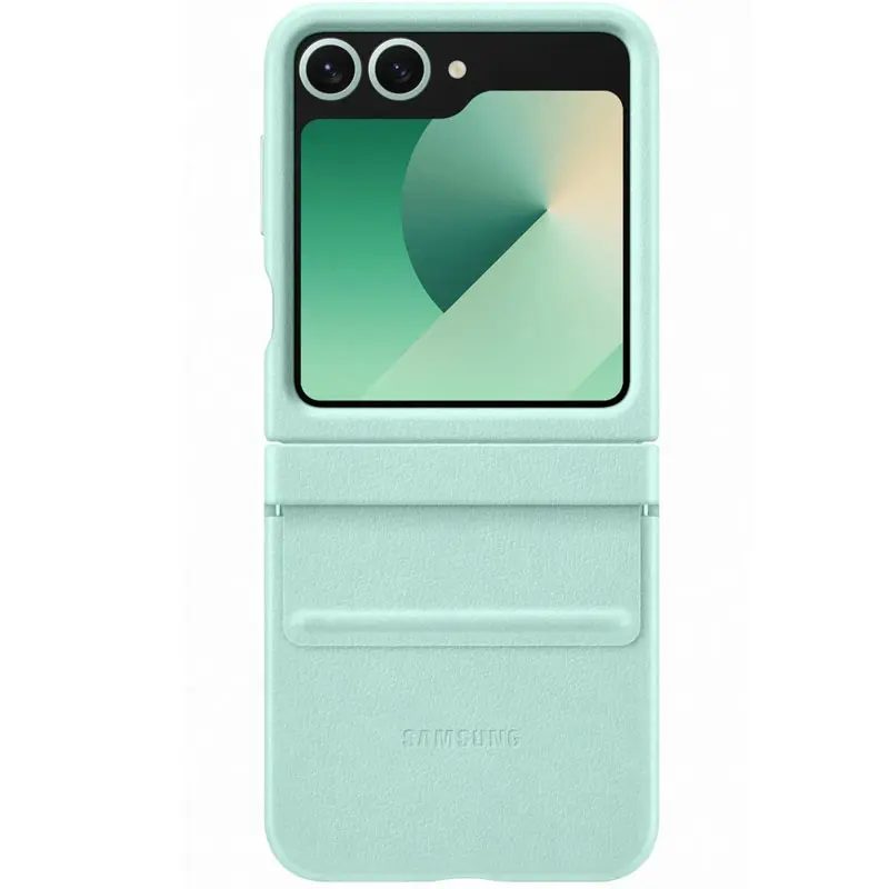 Шкіряний чохол Leather Case (AAA) для Samsung Galaxy Z Flip6, Turquoise, Штучна шкіра, купити оптом з доставкою