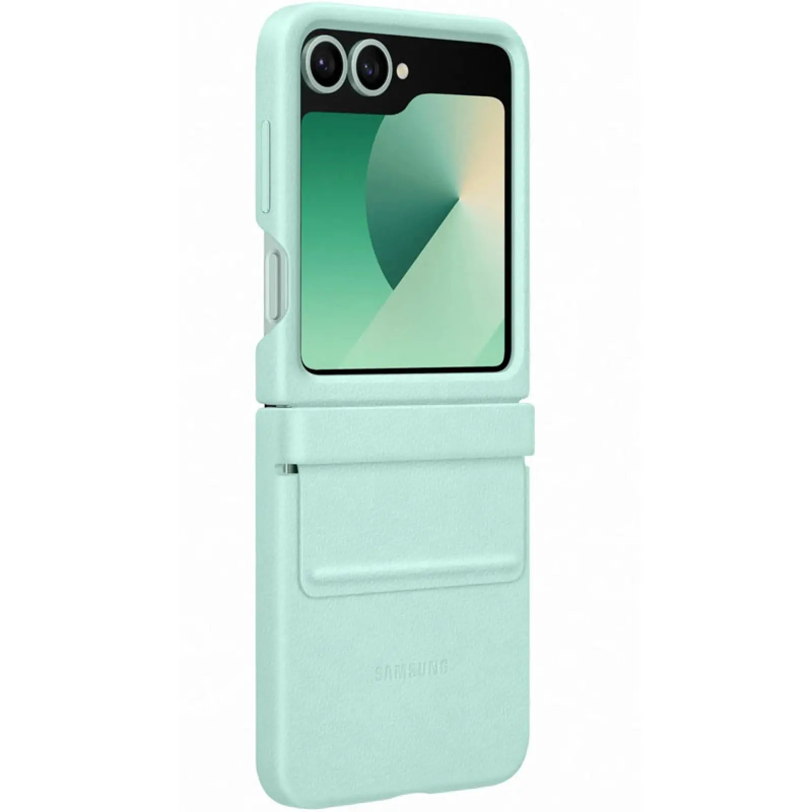 Шкіряний чохол Leather Case (AAA) для Samsung Galaxy Z Flip6, Turquoise 1, Штучна шкіра, купити оптом з доставкою
