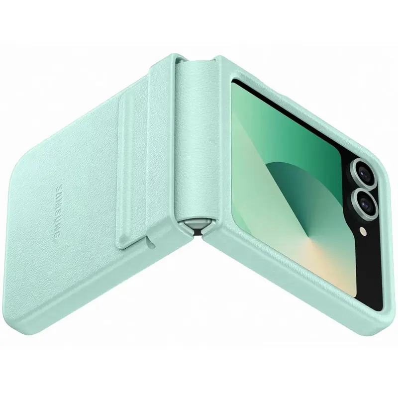 Шкіряний чохол Leather Case (AAA) для Samsung Galaxy Z Flip6, Turquoise 4, Штучна шкіра, купити оптом з доставкою