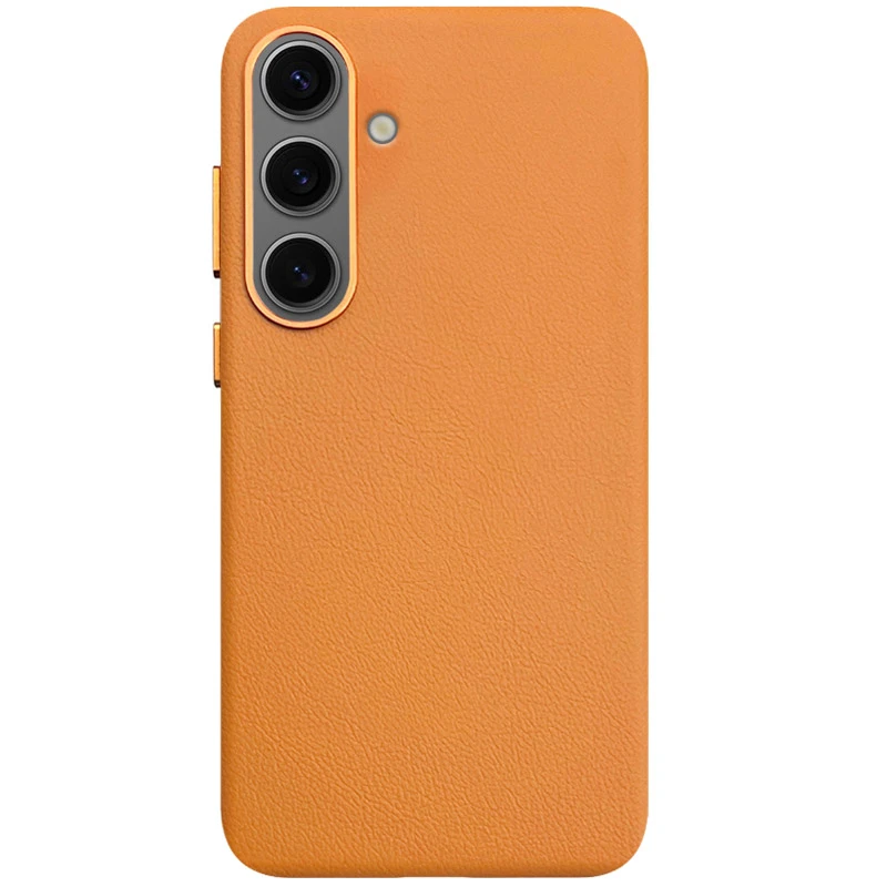 Шкіряний чохол Leather Case (AAA) для Samsung Galaxy S25+, Orange, Штучна шкіра, купити оптом з доставкою