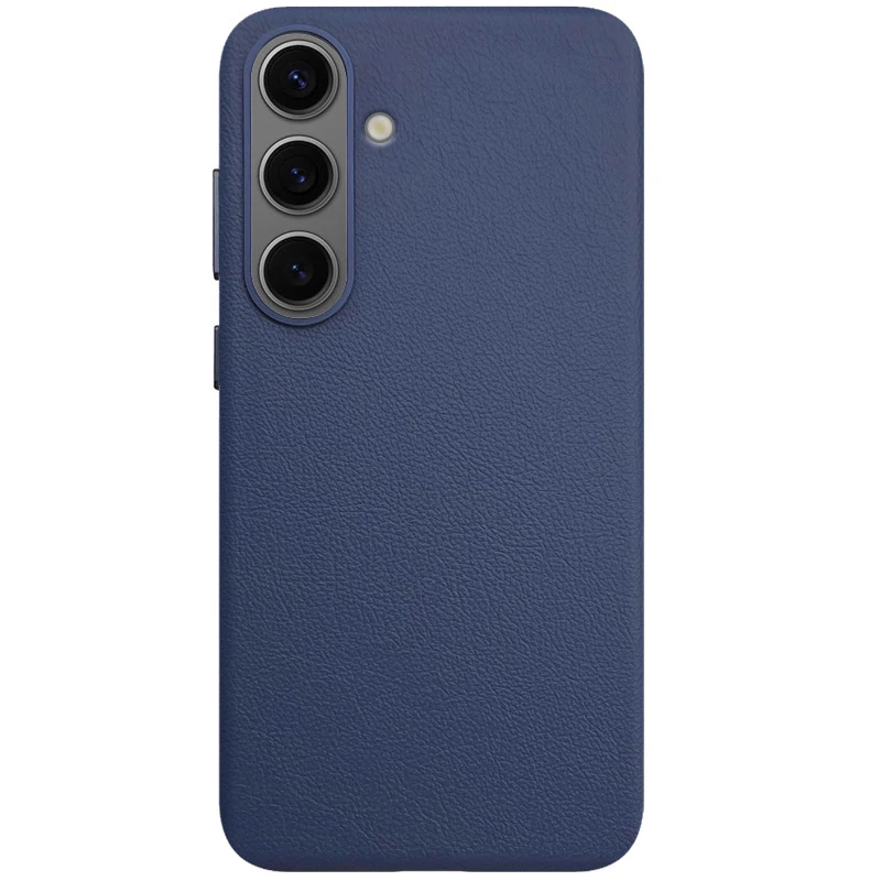 Шкіряний чохол Leather Case (AAA) для Samsung Galaxy S25, Dark Blue, Штучна шкіра, купити оптом з доставкою
