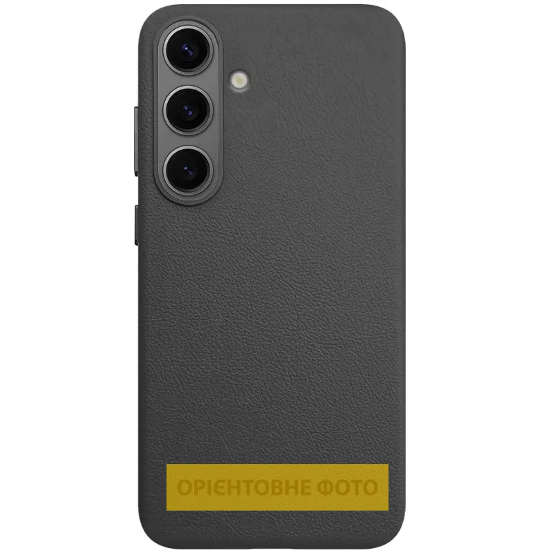 Шкіряний чохол Leather Case (AAA) для Samsung Galaxy S25 Edge, Black, Штучна шкіра, купити оптом з доставкою