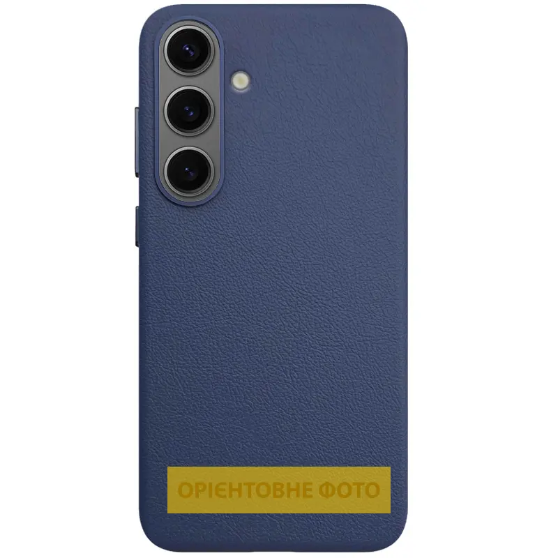 Шкіряний чохол Leather Case (AAA) для Samsung Galaxy S25 Edge, Dark Blue, Штучна шкіра, купити оптом з доставкою