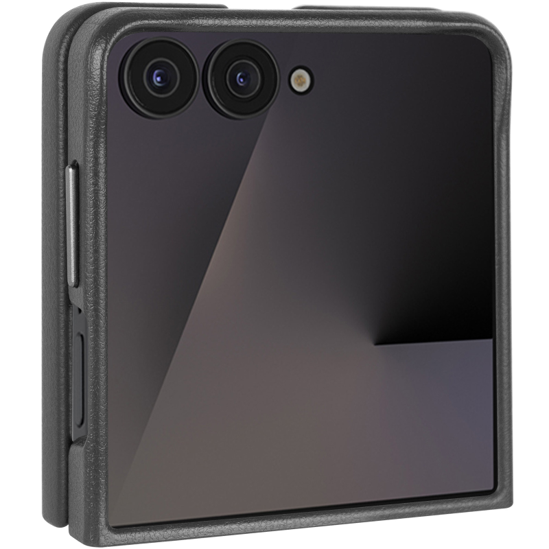Шкіряний чохол Leather Case (AAA) для Samsung Galaxy Z Flip7, Black, Штучна шкіра, купити оптом з доставкою