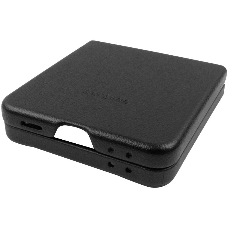 Шкіряний чохол Leather Case (AAA) для Samsung Galaxy Z Flip7, Black 3, Штучна шкіра, купити оптом з доставкою