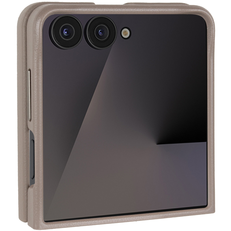 Шкіряний чохол Leather Case (AAA) для Samsung Galaxy Z Flip7, Light Gray, Штучна шкіра, купити оптом з доставкою