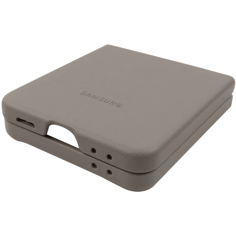 Шкіряний чохол Leather Case (AAA) для Samsung Galaxy Z Flip7, Light Gray 4, Штучна шкіра, купити оптом з доставкою
