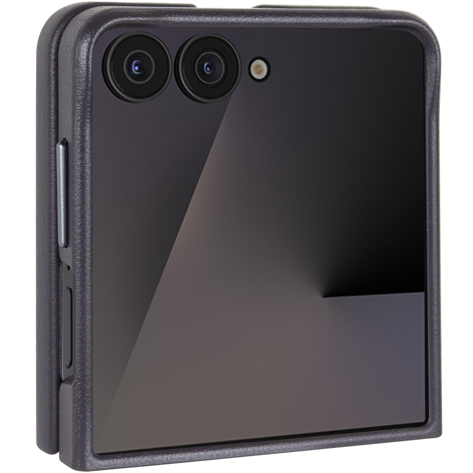 Шкіряний чохол Leather Case (AAA) для Samsung Galaxy Z Flip7, Dark Gray, Штучна шкіра, купити оптом з доставкою