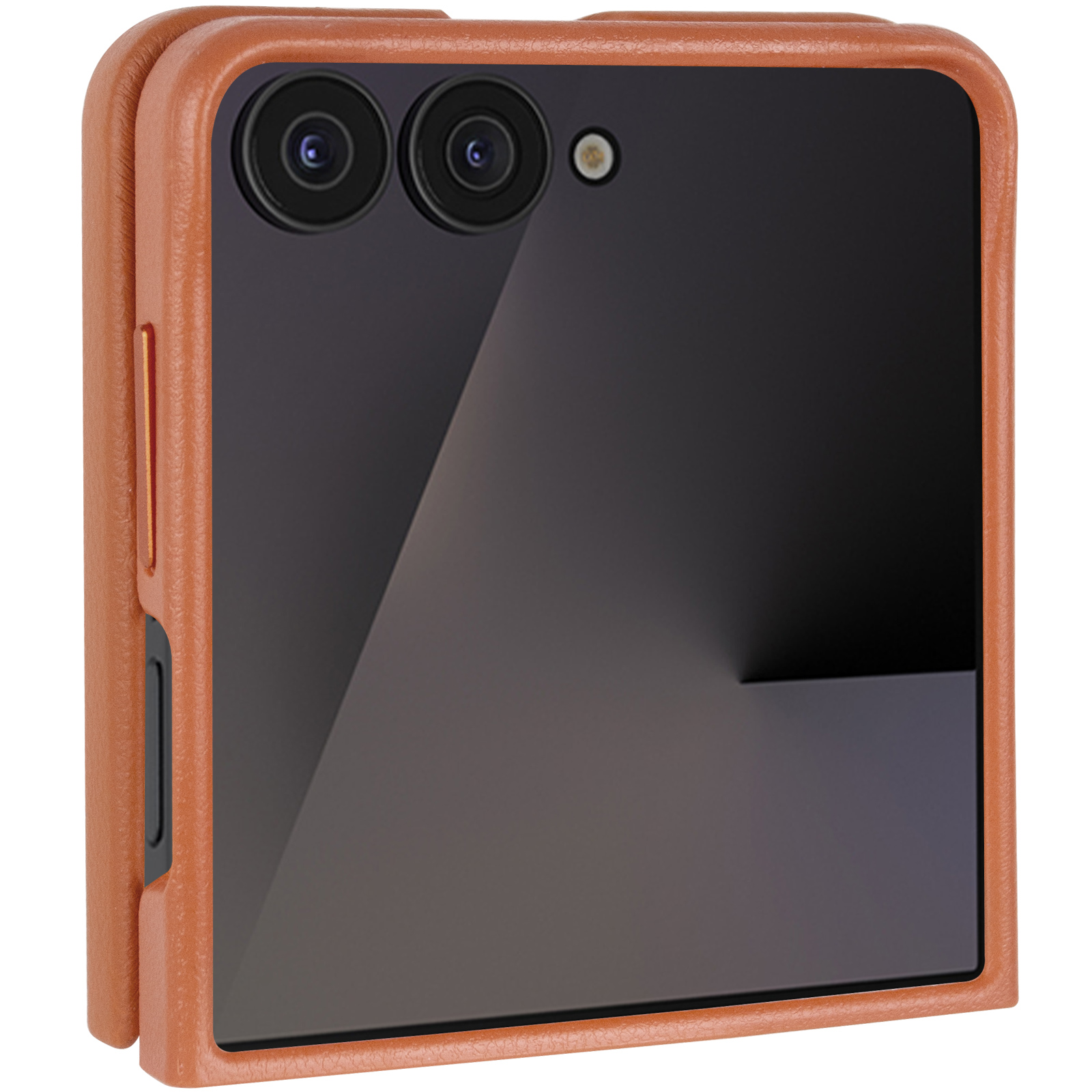 Шкіряний чохол Leather Case (AAA) для Samsung Galaxy Z Flip7, Brown, Штучна шкіра, купити оптом з доставкою