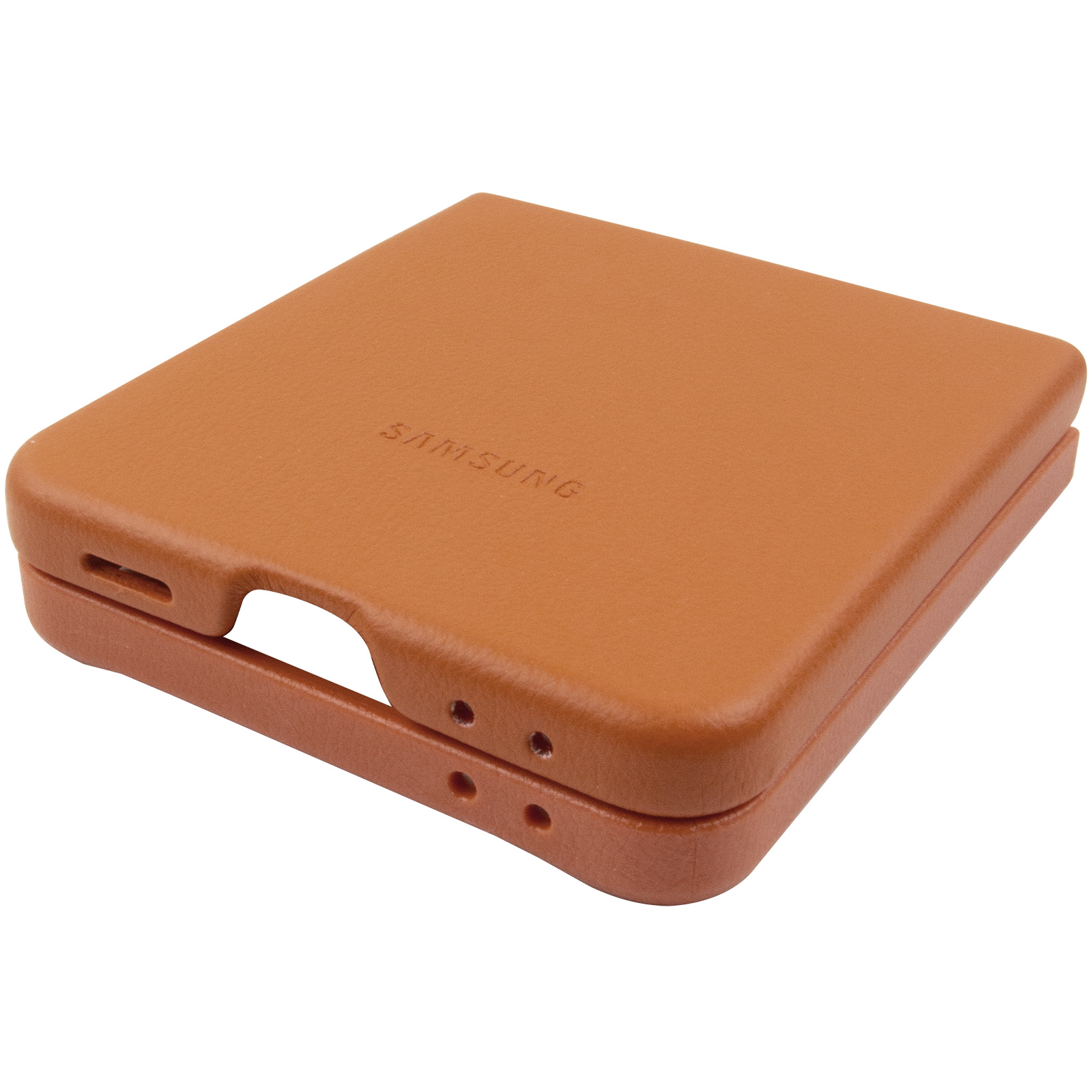 Уцінка Шкіряний чохол Leather Case (AAA) для Samsung Galaxy Z Flip7, Відкрита упаковка / Brown 3, Штучна шкіра, купити оптом з доставкою