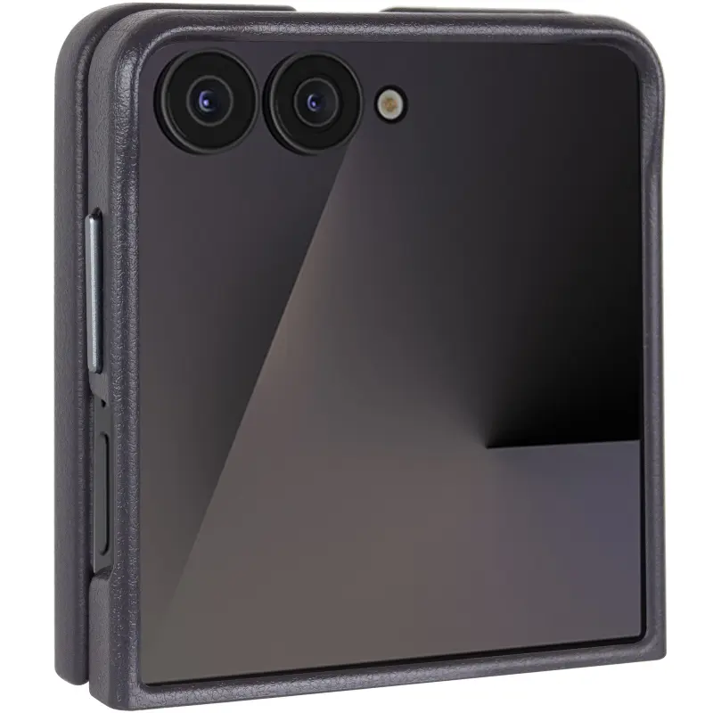 Уцінка Шкіряний чохол Leather Case (AAA) для Samsung Galaxy Z Flip7, Відкрита упаковка / Dark Gray, Штучна шкіра, купити оптом з доставкою