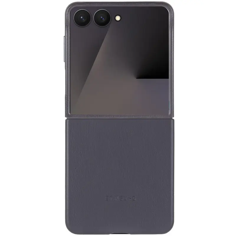 Уцінка Шкіряний чохол Leather Case (AAA) для Samsung Galaxy Z Flip7, Відкрита упаковка / Dark Gray 1, Штучна шкіра, купити оптом з доставкою