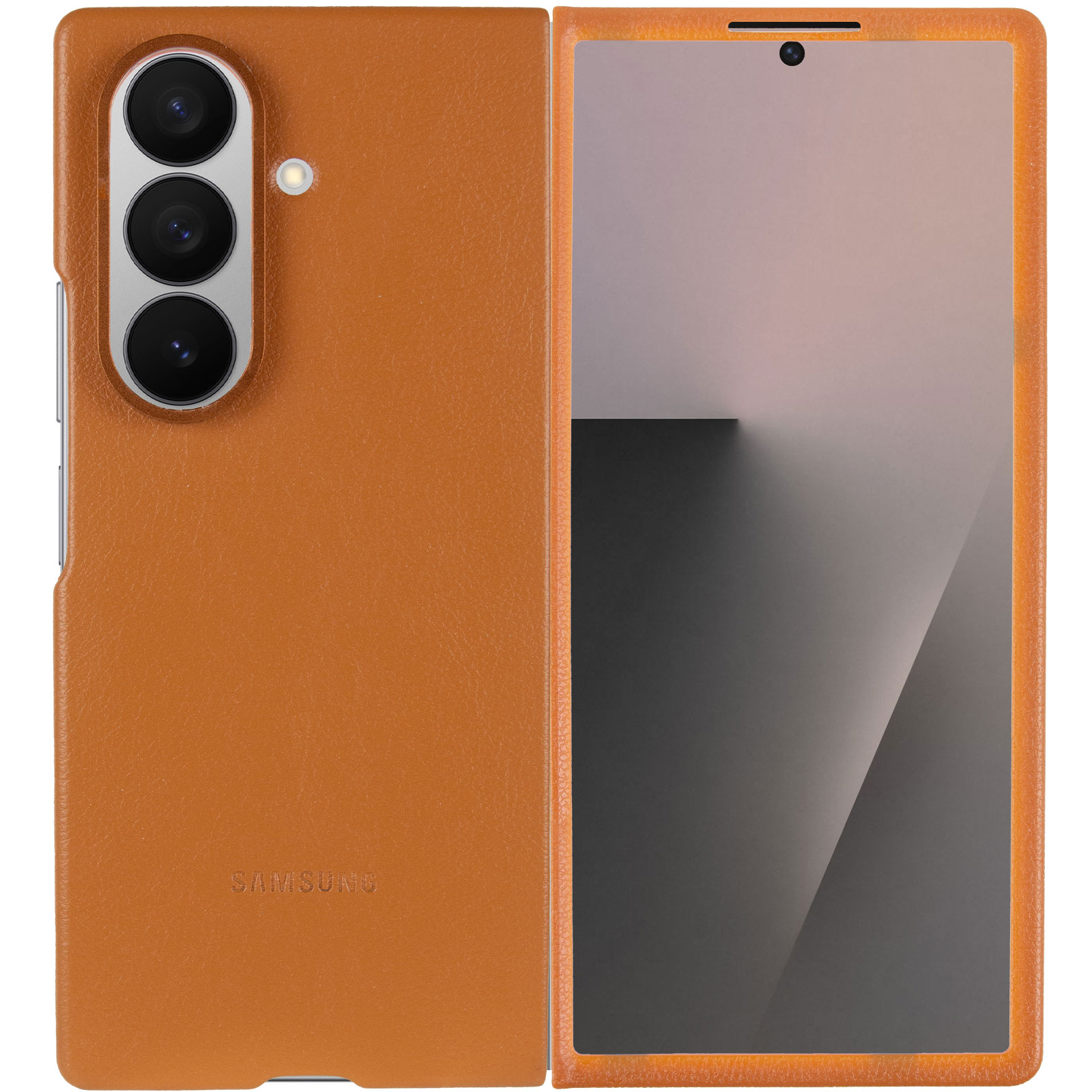 Шкіряний чохол Leather Case (AAA) для Samsung Galaxy Z Fold7, Tan 1, Штучна шкіра, купити оптом з доставкою
