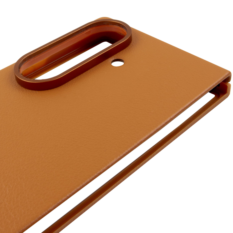 Шкіряний чохол Leather Case (AAA) для Samsung Galaxy Z Fold7, Tan 3, Штучна шкіра, купити оптом з доставкою