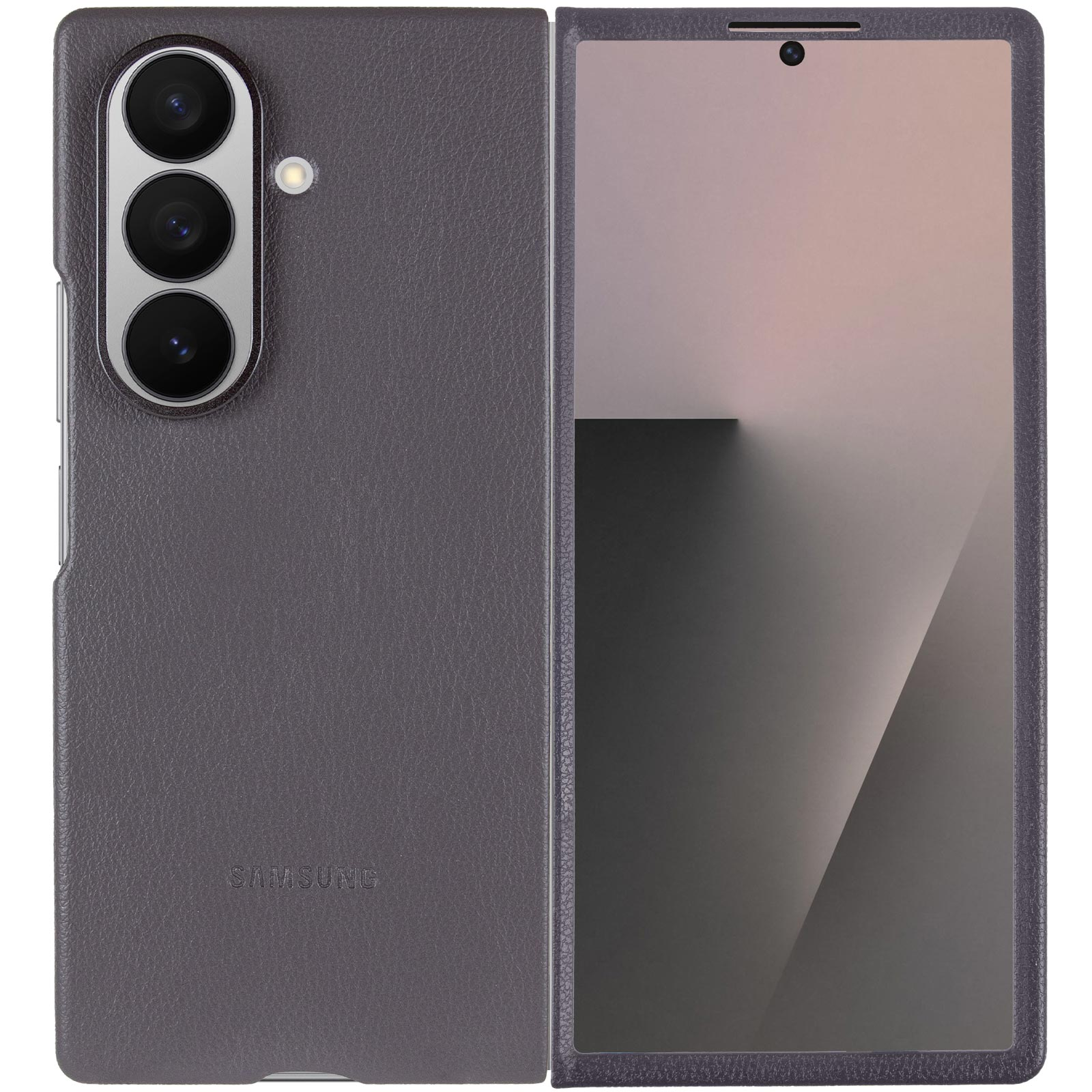 Уцінка Шкіряний чохол Leather Case (AAA) для Samsung Galaxy Z Fold7, Відкрита упаковка / Gray 1, Штучна шкіра, купити оптом з доставкою