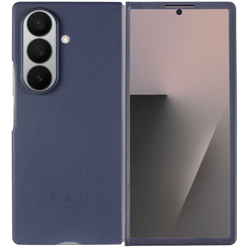 Уцінка Шкіряний чохол Leather Case (AAA) для Samsung Galaxy Z Fold7, Відкрита упаковка / Navy 1, Штучна шкіра, купити оптом з доставкою