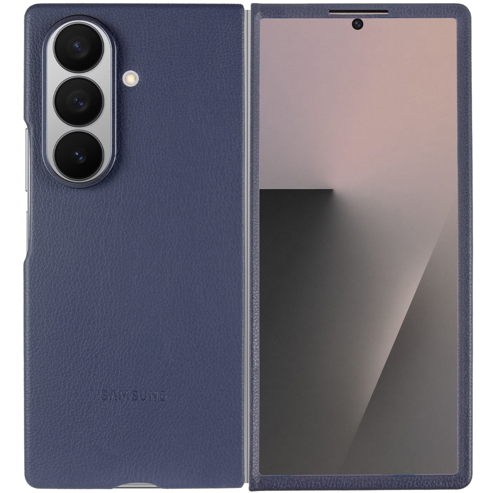 Уцінка Шкіряний чохол Leather Case (AAA) для Samsung Galaxy Z Fold7, Відкрита упаковка / Navy 1, Штучна шкіра, купити оптом з доставкою