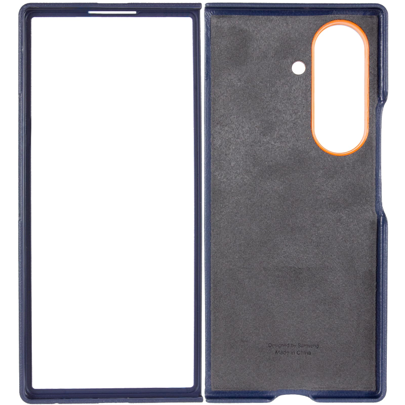 Уцінка Шкіряний чохол Leather Case (AAA) для Samsung Galaxy Z Fold7, Відкрита упаковка / Navy 2, Штучна шкіра, купити оптом з доставкою