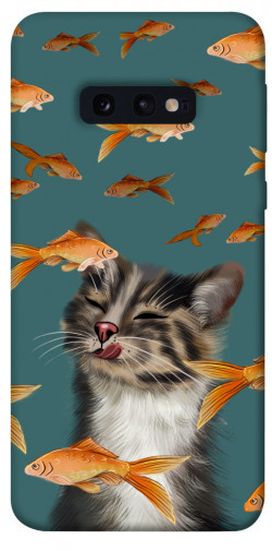 Чохол itsPrint Cat with fish для Samsung Galaxy S10e