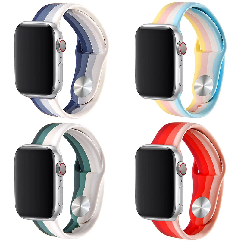 Уценка Силиконовый ремешок Rainbow для Apple Watch 42(ser.1-3)/44/45/46/49mm, Силикон (TPU), купить оптом с доставкой