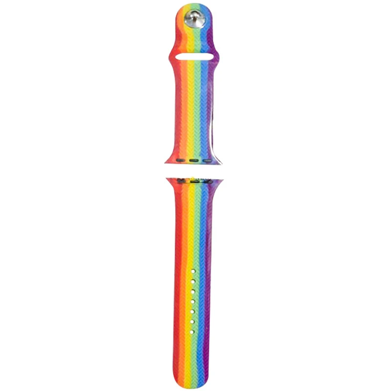 Уценка Силиконовый ремешок Rainbow для Apple Watch 42(ser.1-3)/44/45/46/49mm, Вскрытая упаковка / Красный / Фиолетовый, Силикон (TPU), купить оптом с доставкой