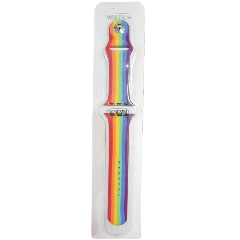 Уценка Силиконовый ремешок Rainbow для Apple Watch 42(ser.1-3)/44/45/46/49mm, Вскрытая упаковка / Красный / Фиолетовый 1, Силикон (TPU), купить оптом с доставкой