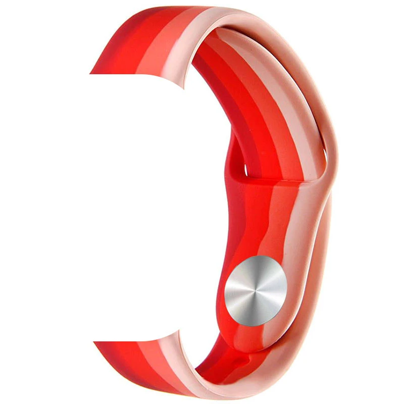 Уценка Силиконовый ремешок Rainbow для Apple Watch 42(ser.1-3)/44/45/46/49mm, Вскрытая упаковка / Розовый / Красный, Силикон (TPU), купить оптом с доставкой